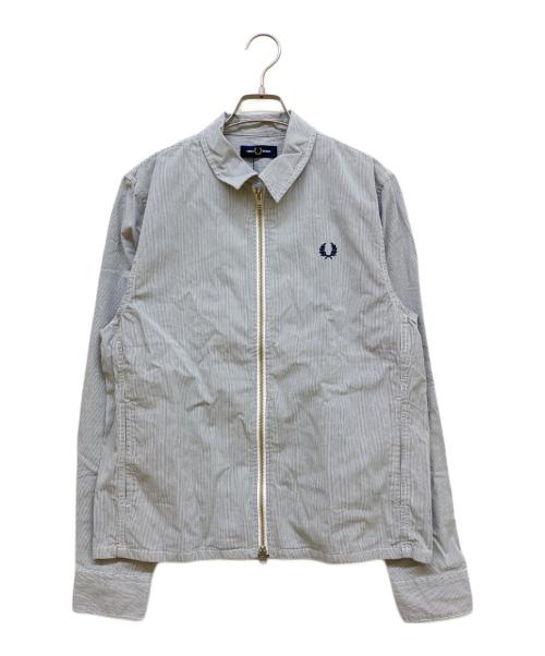 FRED PERRY（フレッドペリー）FRED PERRY (フレッドペリー) Striped Seersucker Zip Through Overshirt ホワイト サイズ:SIZE S 未使用品の古着・服飾アイテム