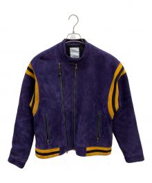 SHAREEF（シャリーフ）の古着「SHEEP LEATHER DOUBLE-ZIP BLOUSON」｜パープル×イエロー