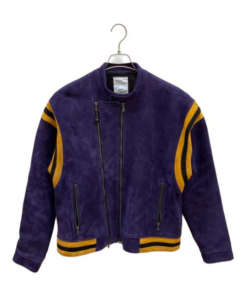 SHAREEF（シャリーフ）SHAREEF (シャリーフ) SHEEP LEATHER DOUBLE-ZIP BLOUSON パープル×イエロー サイズ:2の古着・服飾アイテム
