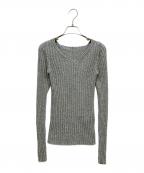 AURALEEオーラリー）の古着「SILK COTTON MELANGE RIB KNIT V-NECK P/O」｜グレー