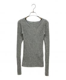 AURALEE（オーラリー）の古着「SILK COTTON MELANGE RIB KNIT V-NECK P/O」｜グレー