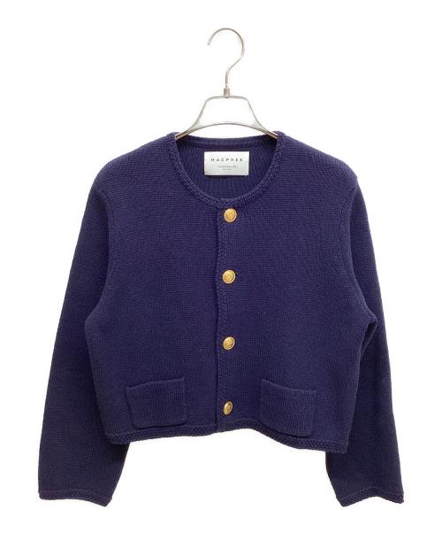 MACPHEE（マカフィー）MACPHEE (マカフィー) ハーフミラノリブ クロップドカーディガン ネイビー サイズ:Sの古着・服飾アイテム