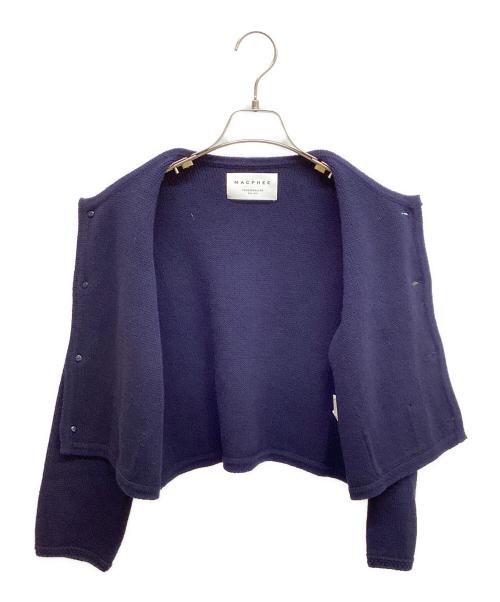 MACPHEE（マカフィー）MACPHEE (マカフィー) ハーフミラノリブ クロップドカーディガン ネイビー サイズ:Sの古着・服飾アイテム