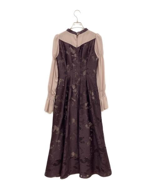 kana（カナ）kana (カナ) シャーリングキャンディー スリーブアシンメトリーレース ワンピース パープル×ピンク サイズ:Sの古着・服飾アイテム