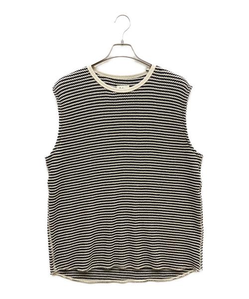 JACKMAN（ジャックマン）JACKMAN (ジャックマン) Waffle Under Vest ホワイト×ブラック サイズ:Lの古着・服飾アイテム