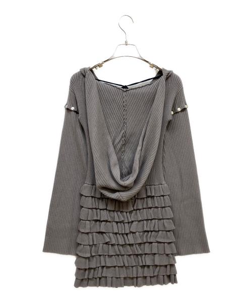 amerge.（アメルジュ）amerge. (アメルジュ) foodie frill ribbon onepiece グレー サイズ:Mの古着・服飾アイテム