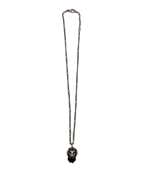 GUCCI（グッチ）GUCCI (グッチ) カラーストーンライオンヘッドネックレス ブラック×シルバーの古着・服飾アイテム