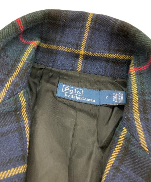 POLO RALPH LAUREN（ポロ・ラルフローレン）POLO RALPH LAUREN (ポロ・ラルフローレン) タータンチェックウールテーラードジャケット グリーン×ネイビー サイズ:SIZE Mの古着・服飾アイテム