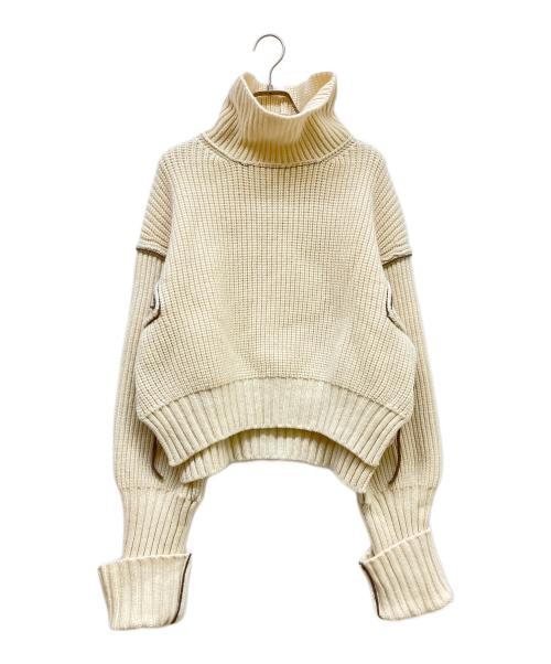 IHNN（イン）IHNN (イン) カラーステッチローゲージタートルネックプルオーバー アイボリー サイズ:SIZE Freeの古着・服飾アイテム