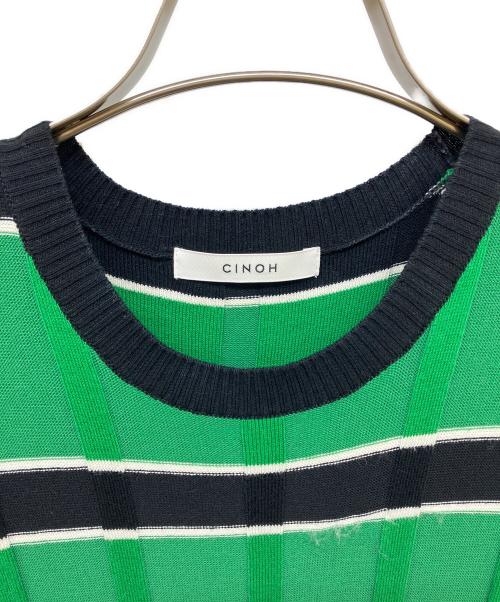 CINOH（チノ）CINOH (チノ) ニットワンピース ブラック×グリーン サイズ:36の古着・服飾アイテム