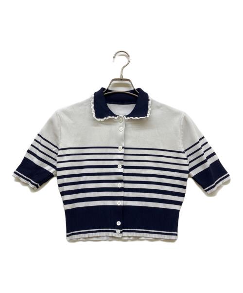 Bibiy.（ビビィ）Bibiy. (ビビィ) ROSIE SHIRT KNIT ホワイト×ネイビー サイズ:SIZE Freeの古着・服飾アイテム