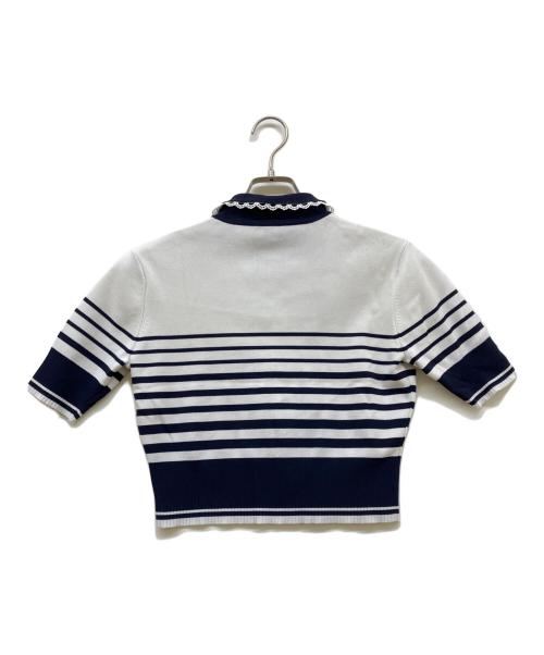 Bibiy.（ビビィ）Bibiy. (ビビィ) ROSIE SHIRT KNIT ホワイト×ネイビー サイズ:SIZE Freeの古着・服飾アイテム