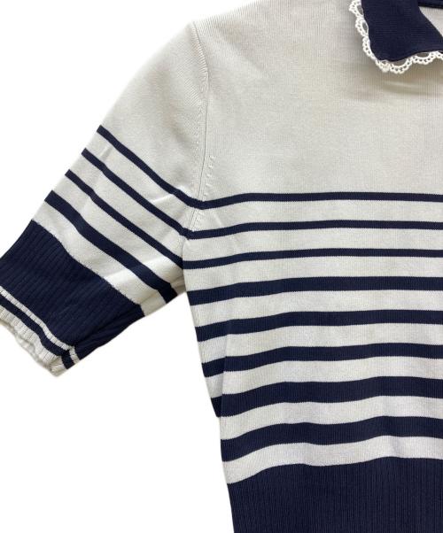 Bibiy.（ビビィ）Bibiy. (ビビィ) ROSIE SHIRT KNIT ホワイト×ネイビー サイズ:SIZE Freeの古着・服飾アイテム