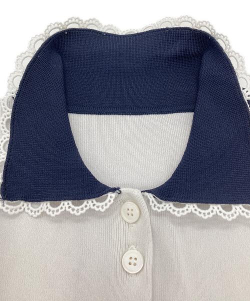 Bibiy.（ビビィ）Bibiy. (ビビィ) ROSIE SHIRT KNIT ホワイト×ネイビー サイズ:SIZE Freeの古着・服飾アイテム