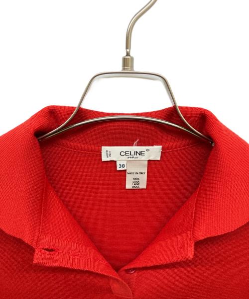 CELINE（セリーヌ）CELINE (セリーヌ) ニットポロシャツ レッド サイズ:38の古着・服飾アイテム