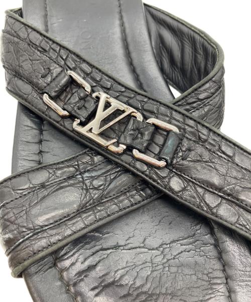 LOUIS VUITTON（ルイ ヴィトン）LOUIS VUITTON (ルイ ヴィトン) クロコストラップサンダル ブラック サイズ:9の古着・服飾アイテム