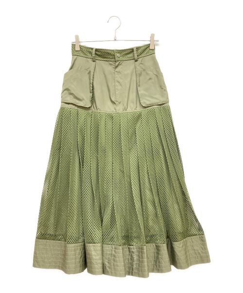 DOUBLE STANDARD CLOTHING（ダブルスタンダードクロージング）DOUBLE STANDARD CLOTHING (ダブルスタンダードクロージング) ESSENTIAL メッシュプリーツスカート オリーブ サイズ:38の古着・服飾アイテム