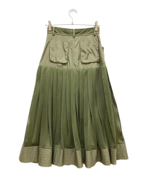 DOUBLE STANDARD CLOTHING（ダブルスタンダードクロージング）DOUBLE STANDARD CLOTHING (ダブルスタンダードクロージング) ESSENTIAL メッシュプリーツスカート オリーブ サイズ:38の古着・服飾アイテム