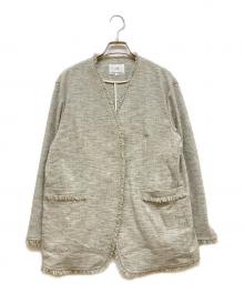 23区（ニジュウサンク）の古着「リネンライクブッチャー フリンジノーカラージャケット」｜オリーブ