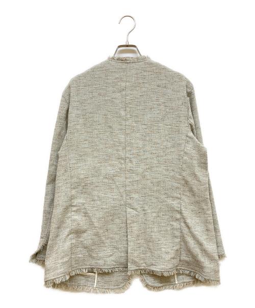 23区（ニジュウサンク）23区 (ニジュウサンク) リネンライクブッチャー フリンジノーカラージャケット オリーブ サイズ:SIZE Mの古着・服飾アイテム