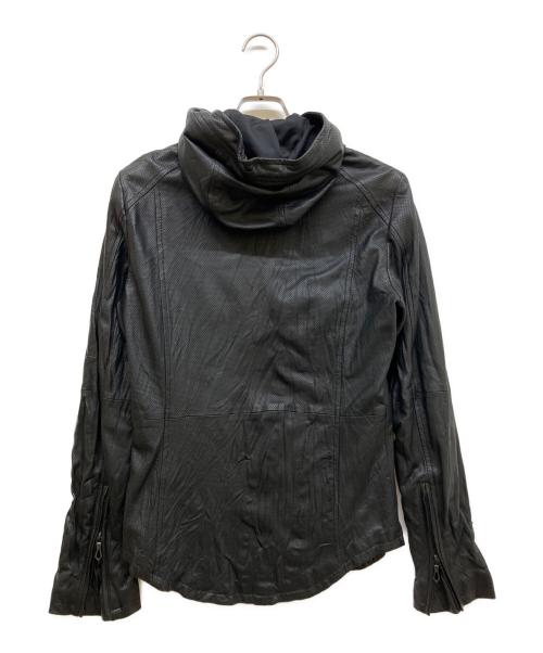 5351 pour les hommes（5351プールオム）5351 pour les hommes (5351プールオム) シープレザーフーデッドジャケット ブラック サイズ:SIZE Mの古着・服飾アイテム