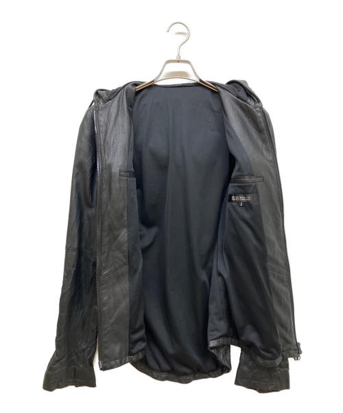 5351 pour les hommes（5351プールオム）5351 pour les hommes (5351プールオム) シープレザーフーデッドジャケット ブラック サイズ:SIZE Mの古着・服飾アイテム