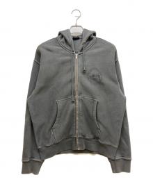 stussy（ステューシー）の古着「ZIP HOODIE PIGMENT DYED」｜グレー