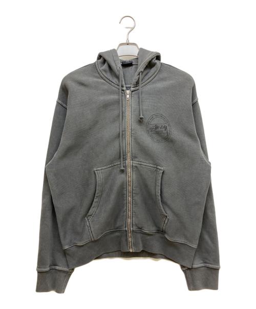 stussy（ステューシー）stussy (ステューシー) ZIP HOODIE PIGMENT DYED グレー サイズ:SIZE Mの古着・服飾アイテム