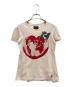 Vivienne Westwood ANGLOMANIA（ヴィヴィアンウエストウッドアングロマニア）の古着「ハートワールドプリントTシャツ」｜ピンク