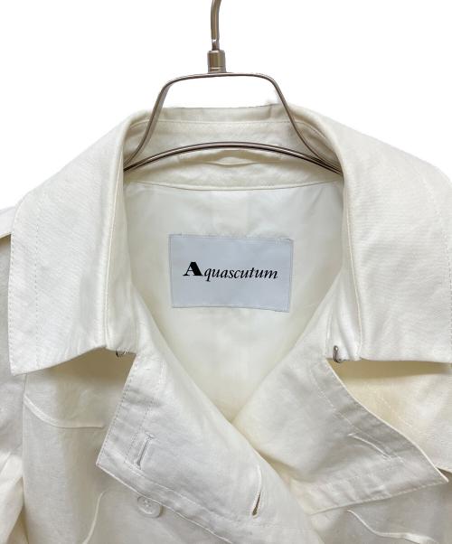 Aquascutum（アクアスキュータム）Aquascutum (アクアスキュータム) リネントレンチコート ホワイト サイズ:6の古着・服飾アイテム