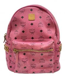 MCM（エムシーエム）の古着「モノグラム スタッズバックパック」｜ピンク