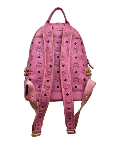 MCM（エムシーエム）MCM (エムシーエム) モノグラム スタッズバックパック ピンクの古着・服飾アイテム