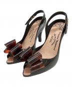 Vivienne Westwood ANGLOMANIA×melissaヴィヴィアンウエストウッドアングロマニア×メリッサ）の古着「ビックリボンオープントゥラバーパンプス」｜ブラック