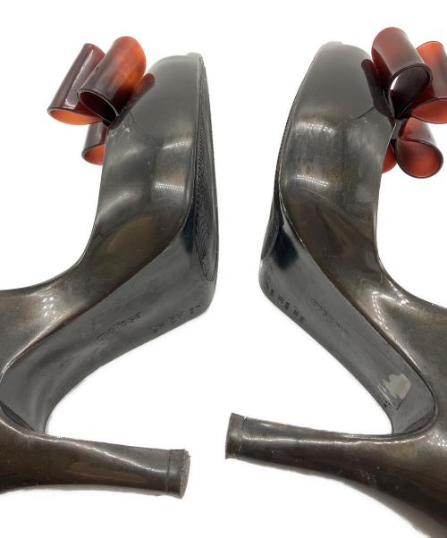 Vivienne Westwood ANGLOMANIA（ヴィヴィアンウエストウッドアングロマニア）Vivienne Westwood ANGLOMANIA (ヴィヴィアンウエストウッドアングロマニア) melissa (メリッサ) ビックリボンオープントゥラバーパンプス ブラック サイズ:US7の古着・服飾アイテム