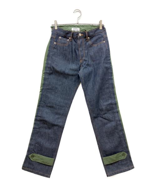 A.P.C.（アーペーセー）A.P.C. (アーペーセー) sacai (サカイ) PANTALON HARU切替デニムパンツ オリーブ×インディゴ サイズ:SIZE XXSの古着・服飾アイテム