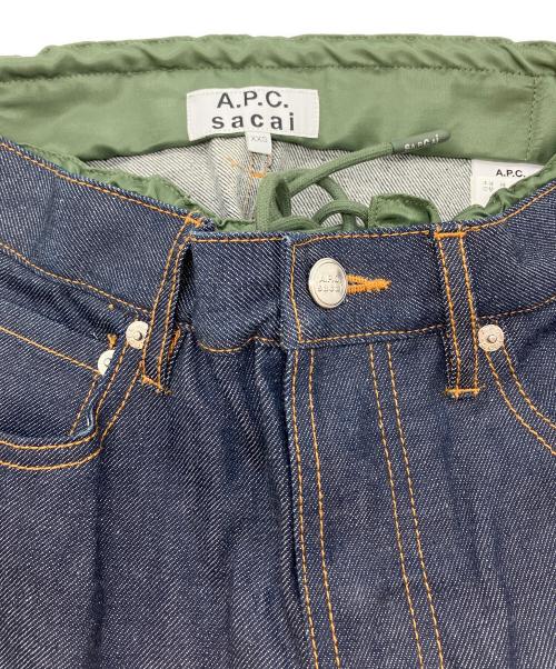 A.P.C.（アーペーセー）A.P.C. (アーペーセー) sacai (サカイ) PANTALON HARU切替デニムパンツ オリーブ×インディゴ サイズ:SIZE XXSの古着・服飾アイテム