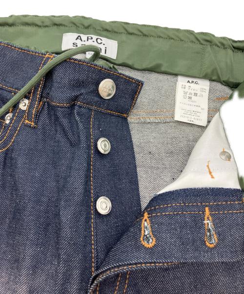 A.P.C.（アーペーセー）A.P.C. (アーペーセー) sacai (サカイ) PANTALON HARU切替デニムパンツ オリーブ×インディゴ サイズ:SIZE XXSの古着・服飾アイテム
