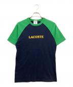 LACOSTE LIVEラコステライブ）の古着「配色ラグランスリーブTシャツ」｜ネイビー×グリーン
