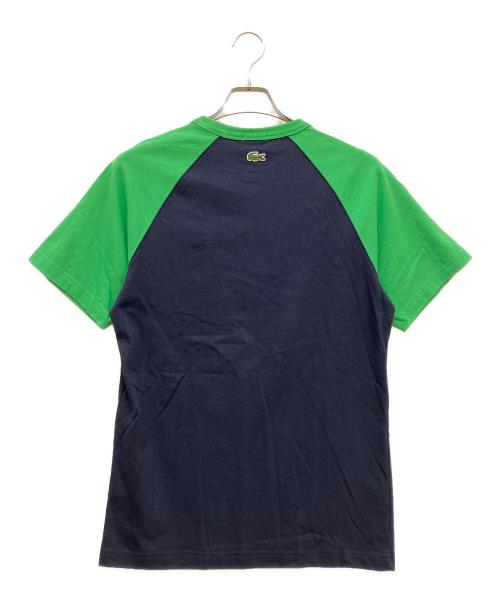 LACOSTE LIVE（ラコステライブ）LACOSTE LIVE (ラコステライブ) 配色ラグランスリーブTシャツ ネイビー×グリーン サイズ:SIZE Sの古着・服飾アイテム