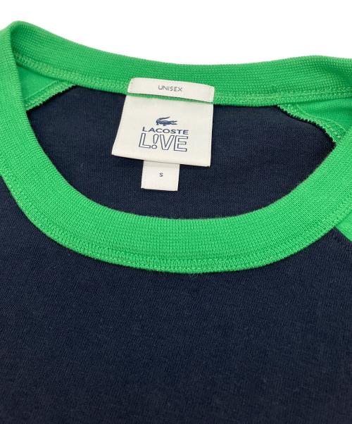 LACOSTE LIVE（ラコステライブ）LACOSTE LIVE (ラコステライブ) 配色ラグランスリーブTシャツ ネイビー×グリーン サイズ:SIZE Sの古着・服飾アイテム