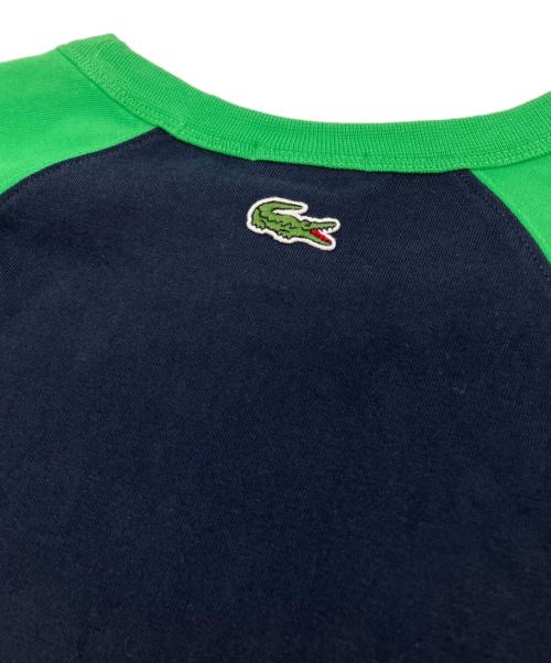 LACOSTE LIVE（ラコステライブ）LACOSTE LIVE (ラコステライブ) 配色ラグランスリーブTシャツ ネイビー×グリーン サイズ:SIZE Sの古着・服飾アイテム