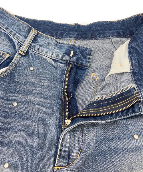 FRAY ID（フレイ アイディー）FRAY ID (フレイ アイディー) ハイウエストワイドビジューデニムパンツ インディゴ サイズ:SIZE 1の古着・服飾アイテム