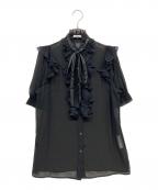 Sov.ソブ）の古着「プリーツフリルブラウス」｜ブラック