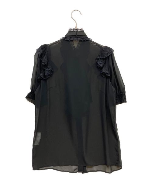 Sov.（ソブ）Sov. (ソブ) プリーツフリルブラウス ブラック サイズ:38の古着・服飾アイテム
