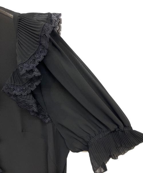 Sov.（ソブ）Sov. (ソブ) プリーツフリルブラウス ブラック サイズ:38の古着・服飾アイテム