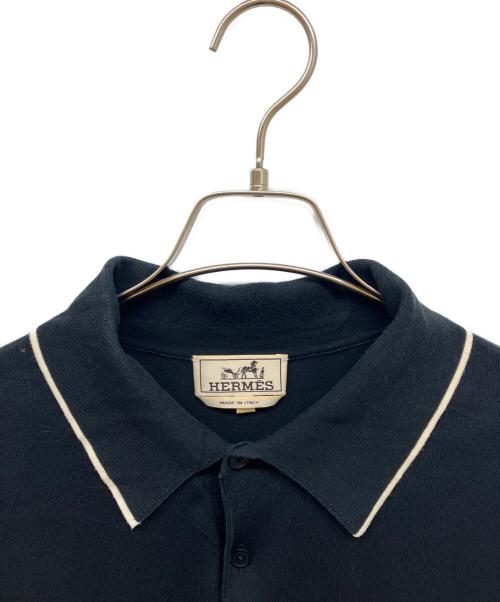 HERMES（エルメス）HERMES (エルメス) ニットポロシャツ ブラック サイズ:XXLの古着・服飾アイテム