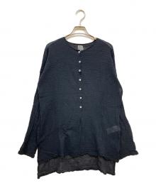 LES ATELIERS FRANCAIS DE CONFECTION（ル アトリエフランセ デ コンフェクション）の古着「HENLY NECK L/SL シャツ」｜ブラック