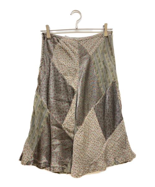 tricot COMME des GARCONS（トリココムデギャルソン）tricot COMME des GARCONS (トリココムデギャルソン) 花柄パッチワークスカート グレー サイズ:SIZE Mの古着・服飾アイテム