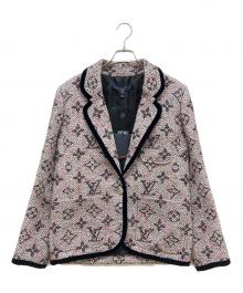 LOUIS VUITTON（ルイ ヴィトン）の古着「モノグラムツイードプレッピーブレザー」｜ホワイト×ピンク