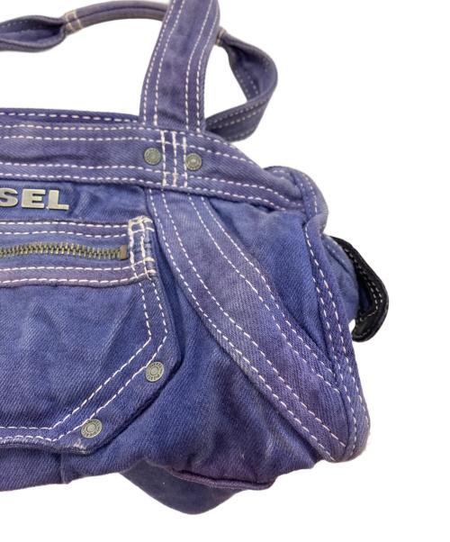DIESEL（ディーゼル）DIESEL (ディーゼル) メタルロゴ キャンバスハンドバッグ パープルの古着・服飾アイテム